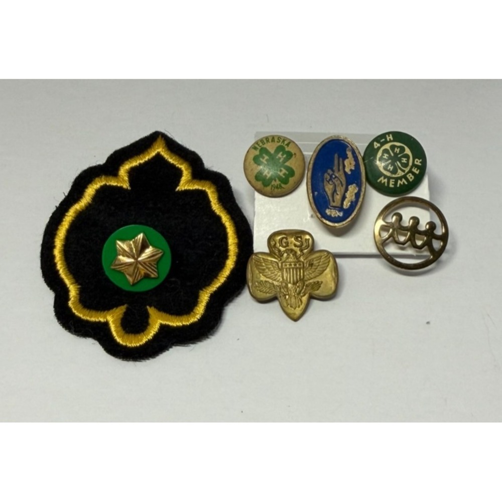 Mixed Lot Estate Sale Find‎ (7) Vintage Youth Clubs Girl Scouts 4- H Pins Groups